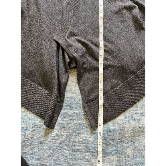 Ann Taylor Loft Heathered Dark Charcoal Gray Open Front Cardigan Large - Picture 6 of 8